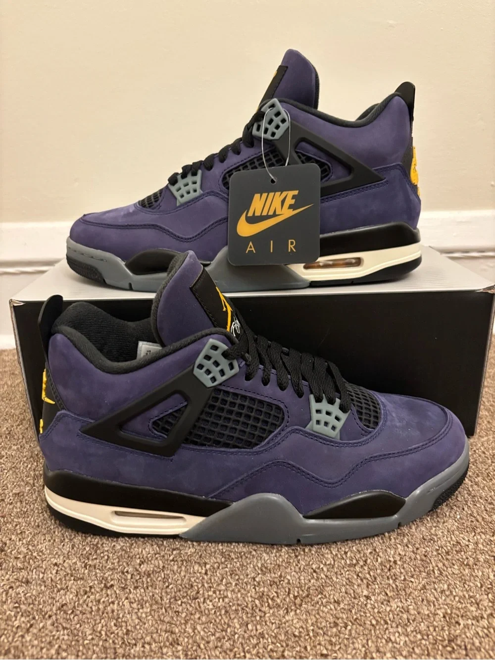 Air Jordan 4 Retro Lakers with Yellow Jumpman